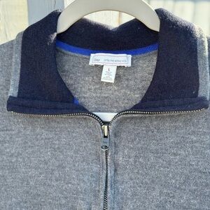 GAP Merino Wool Sweater Men's Large Gray Half Zip-Up Extra Fine Very Soft!